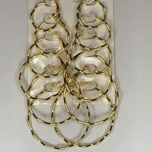 New Set Of 6 Gold Toned Hoop Earrings 1”-2”